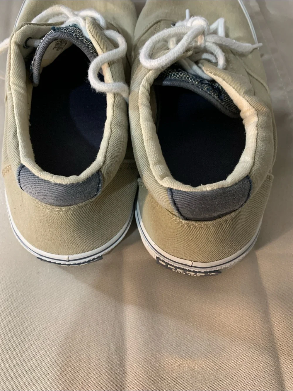 Sperry Men’s Tan Canvas Lace-Up Sneakers with White Soles b1/18